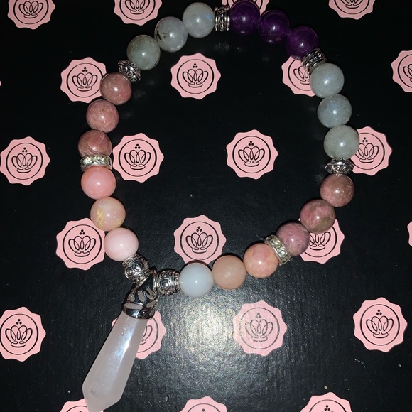 🪬2/$25🪬 New “Ultimate Healer” SS Rose Quartz Point & 8mm Rhodonite Bracelet - Picture 7 of 16